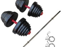 دمبل متغیر 60کیلویی چدنی با میل هالتر 150سانت با گیره